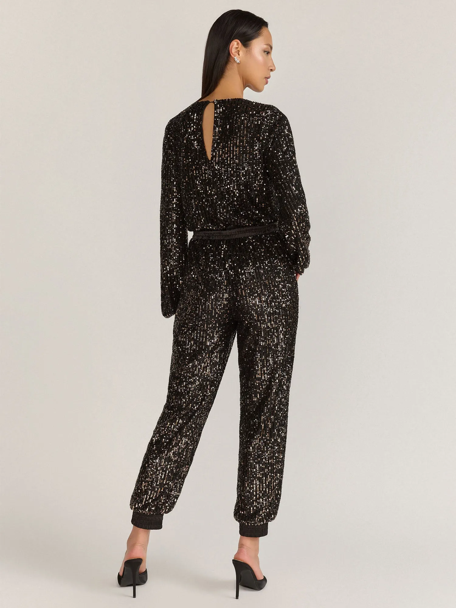 Aaron & Amber Long-sleeve Sequin Jogger Jumpsuit - Brands We Love