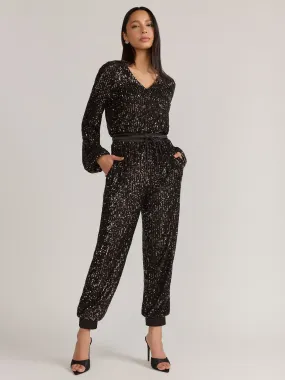 Aaron & Amber Long-sleeve Sequin Jogger Jumpsuit - Brands We Love