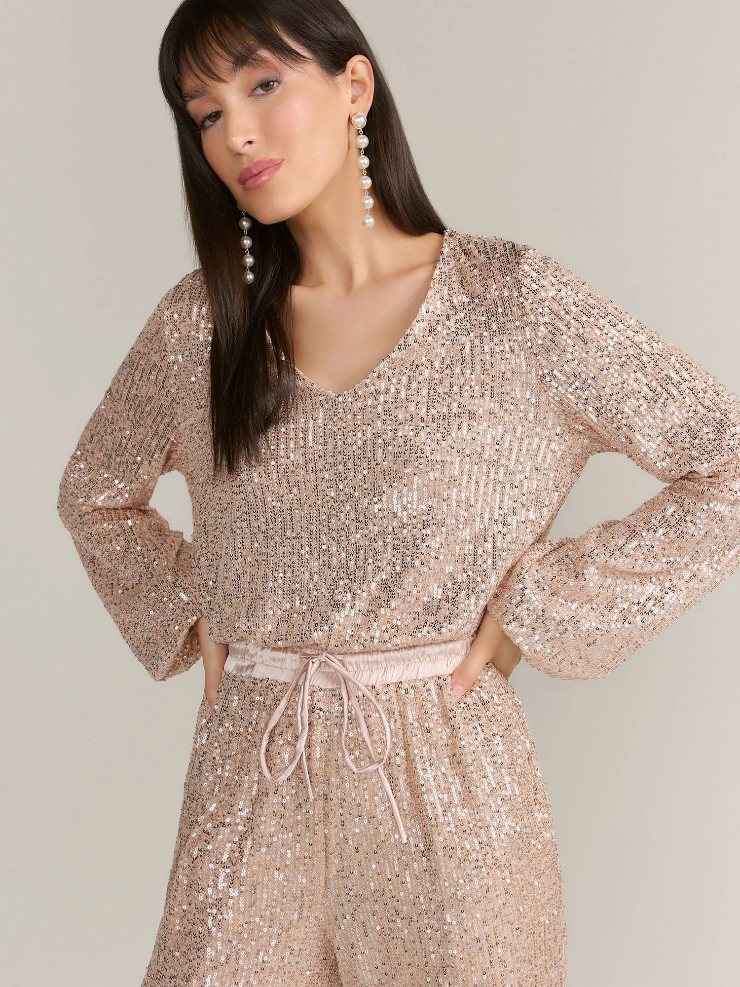 Aaron & Amber Long-sleeve Sequin Jogger Jumpsuit - Brands We Love