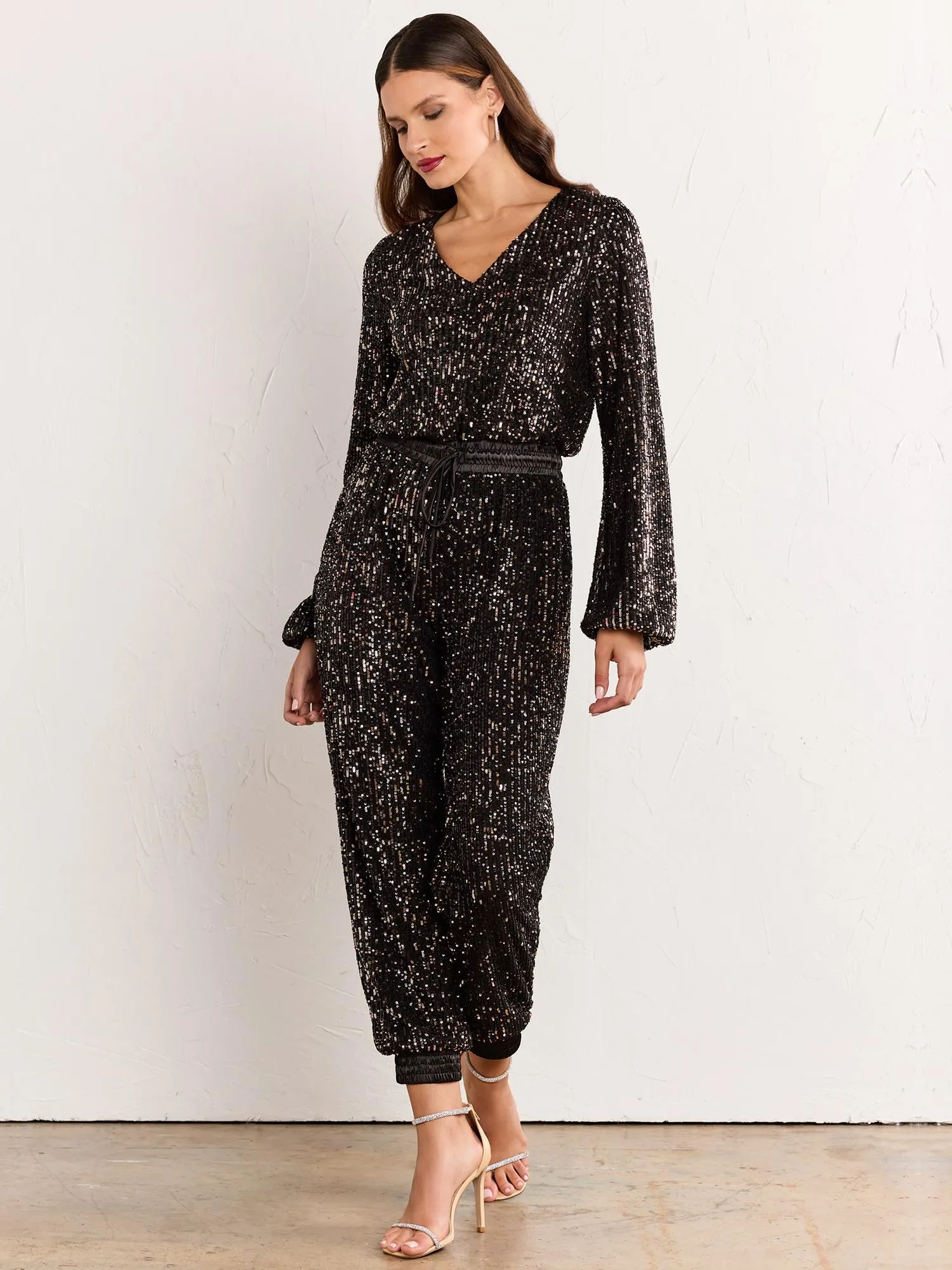 Aaron & Amber Long-sleeve Sequin Jogger Jumpsuit - Brands We Love