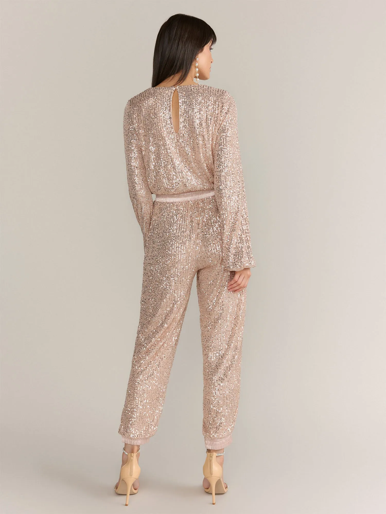 Aaron & Amber Long-sleeve Sequin Jogger Jumpsuit - Brands We Love