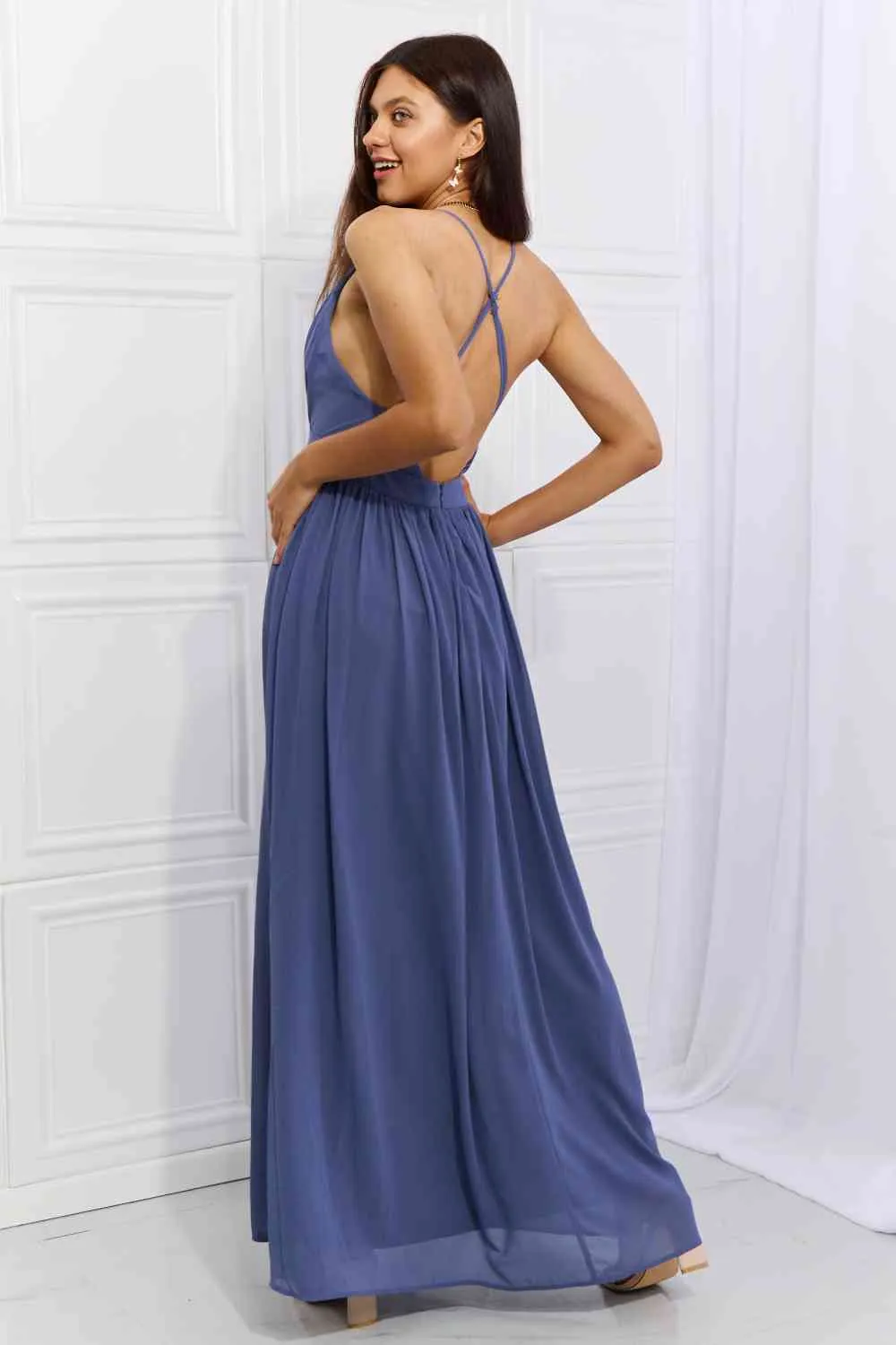 Captivating Muse Open Crossback Maxi Dress