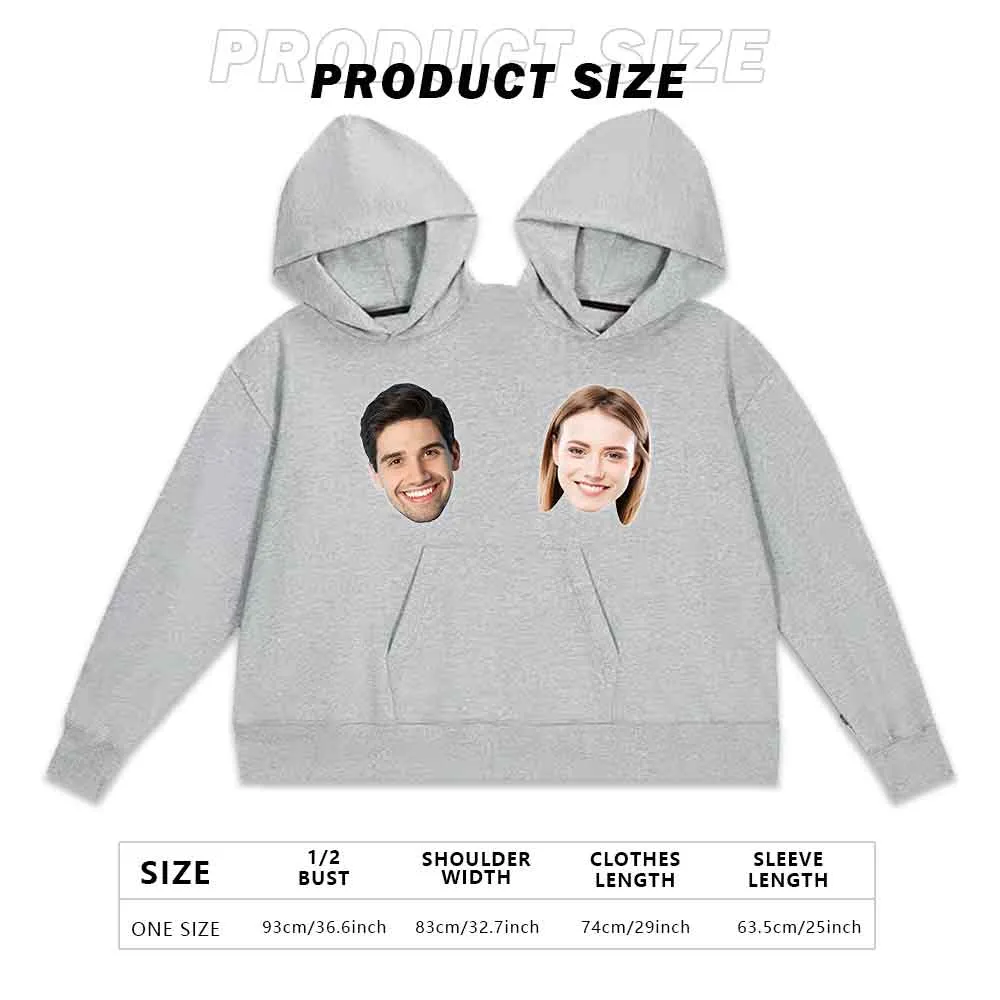 Custom Face Broken Christmas Hat Funny Couple Double One-piece Hoodie Personalized Two Person Intimate Hoodie