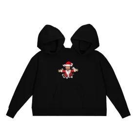 Custom Face Broken Christmas Hat Funny Couple Double One-piece Hoodie Personalized Two Person Intimate Hoodie