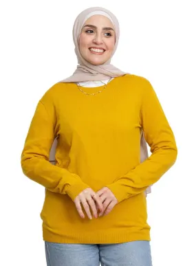 Cyber Yellow Round Knit Pullover