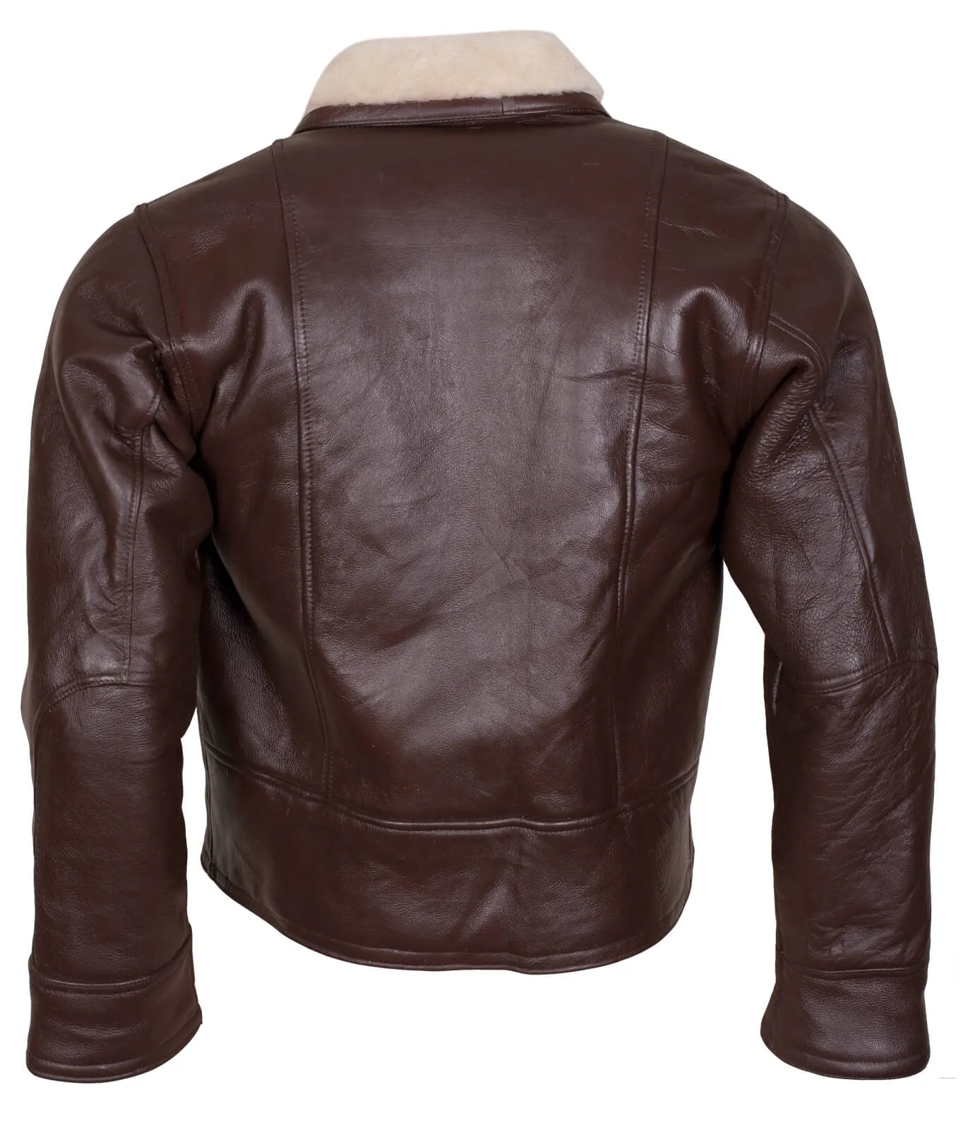 Dark Brown Shearling Leather Motorcycle Jacket for Men