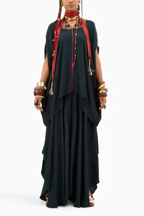 Deep Teal Fizaa Kaftan Tunic Set