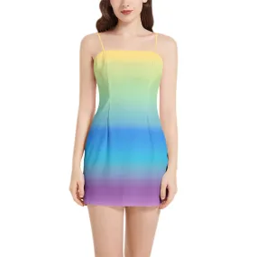 Desert Oasis Sleeveless Square Neckline Spaghetti Strap Mini Dress