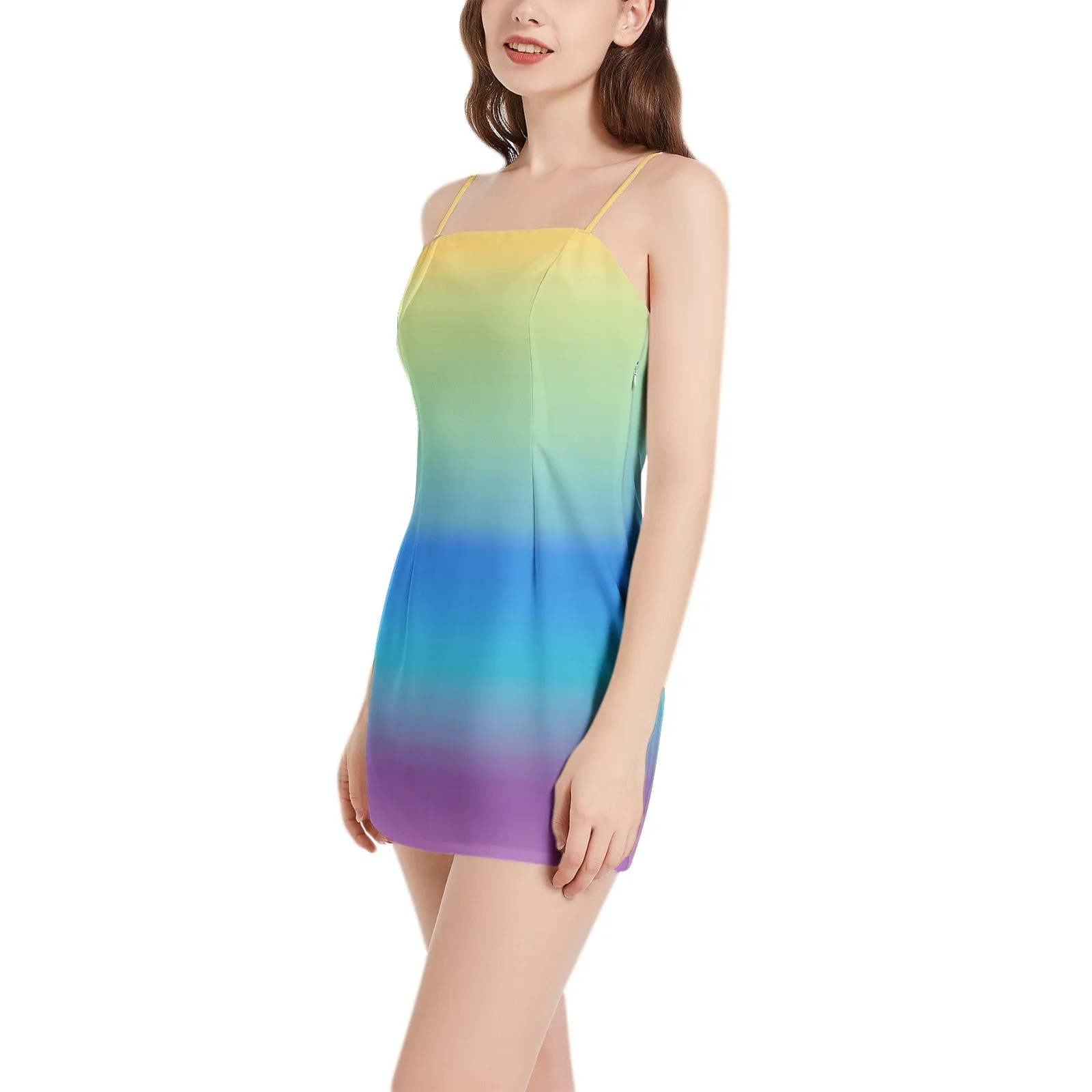 Desert Oasis Sleeveless Square Neckline Spaghetti Strap Mini Dress