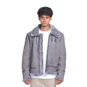 Edgar B3 Grey Leather Bomber Jacket