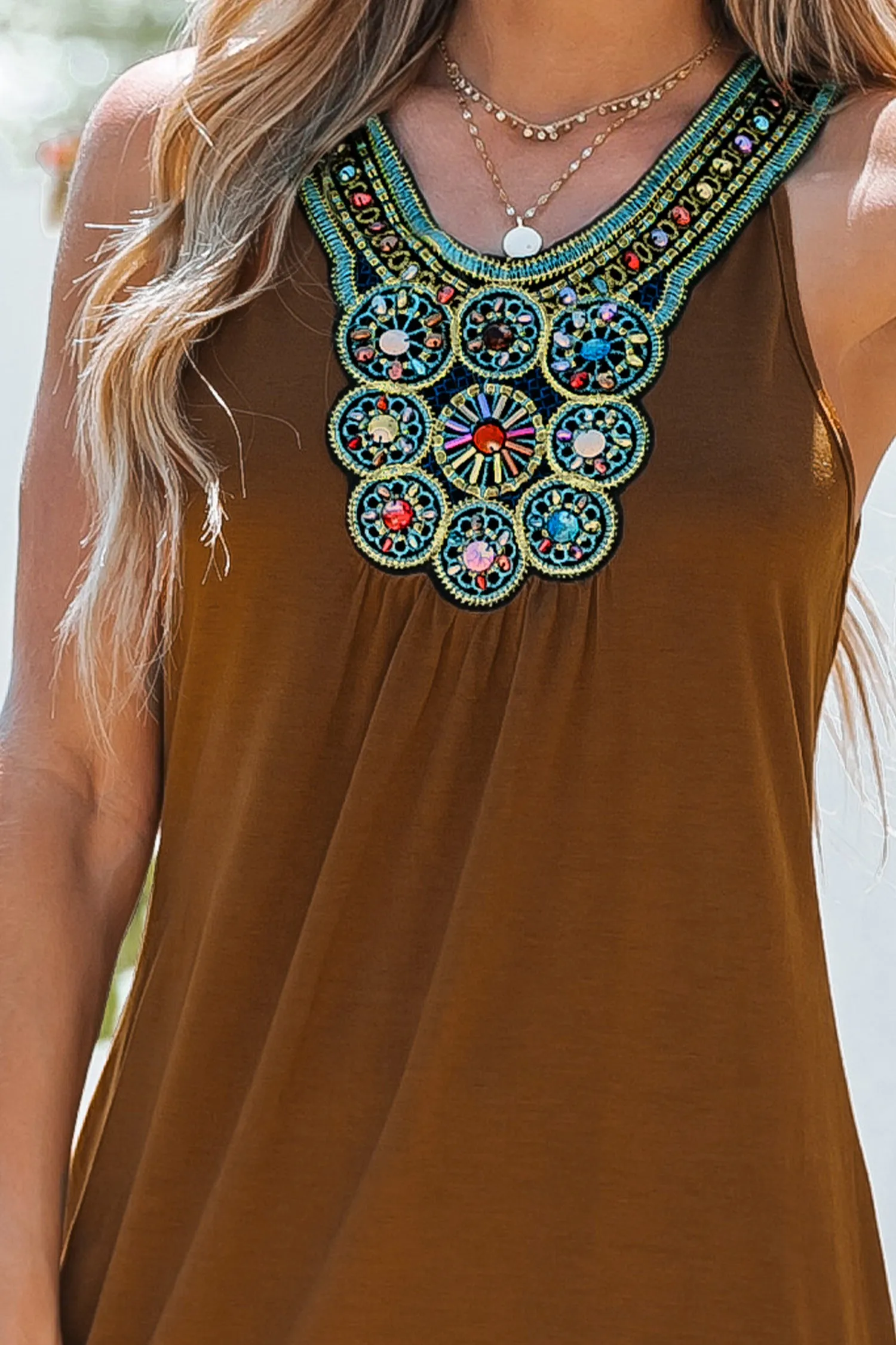Embroidered Cutout Maxi Dress