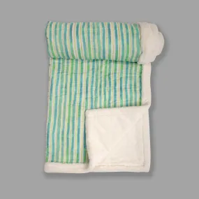Green Stripes Printed Two In One Fur Quilt