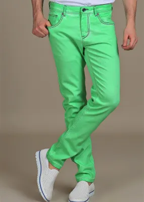 Green Washed Stretch Slim Fit Jeans