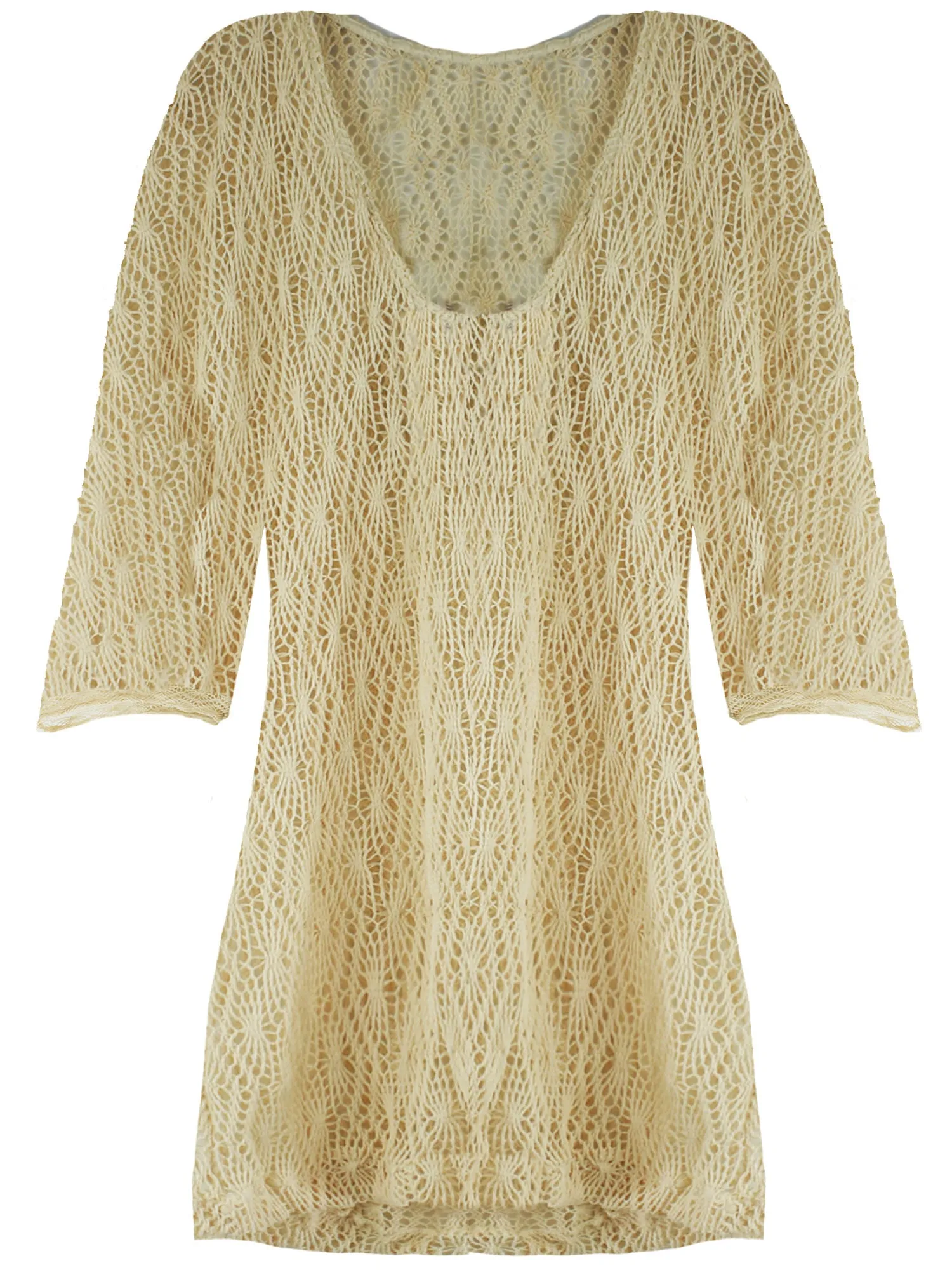 Ivory Mesh Lightweight See Through Tunic Beach Cover Up Size Small