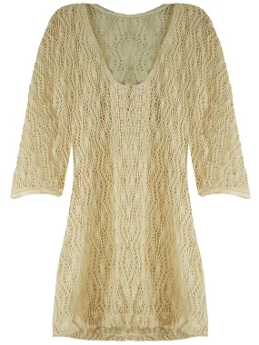 Ivory Mesh Lightweight See Through Tunic Beach Cover Up Size Small