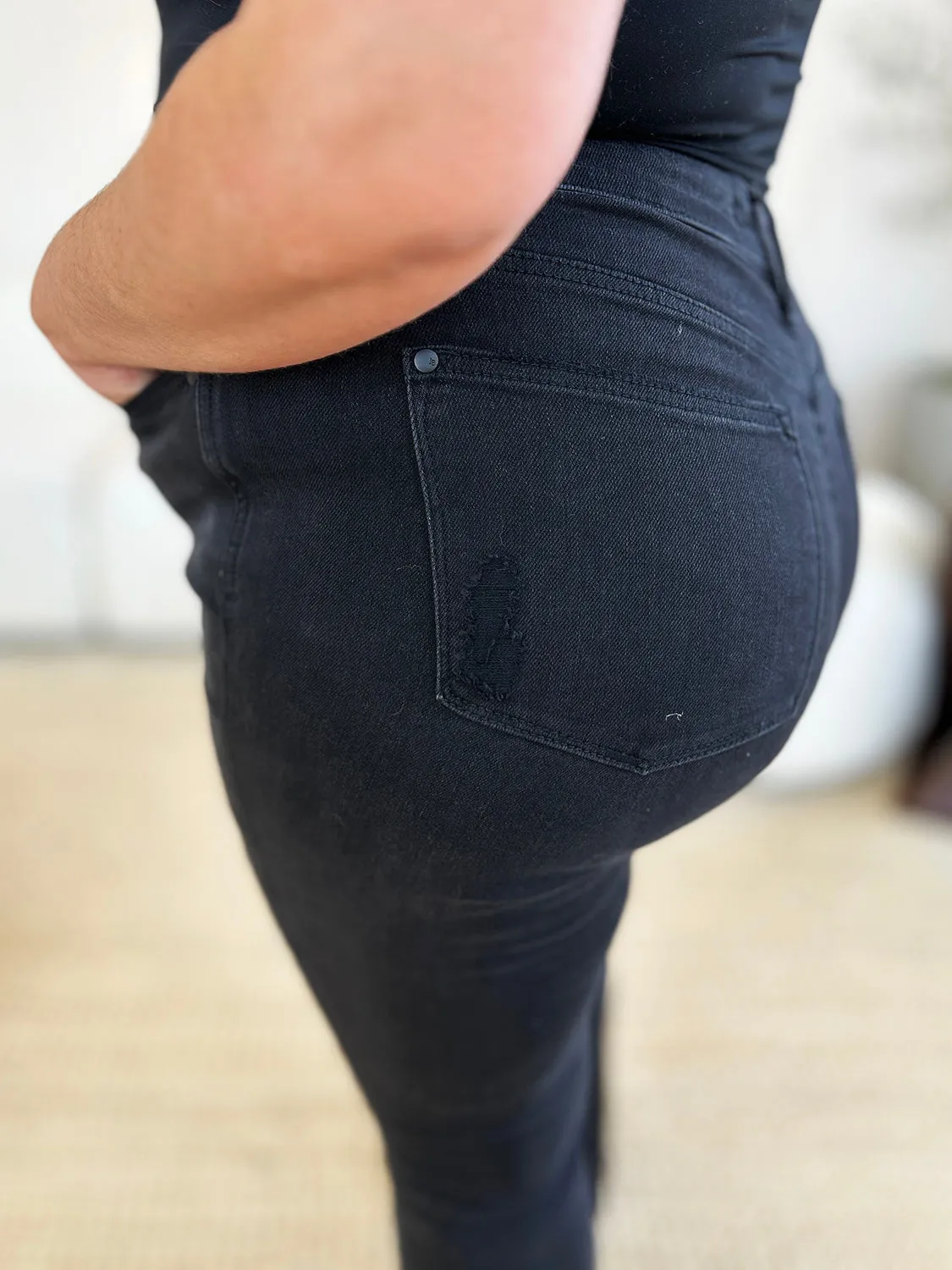Judy Blue Black High Waist Distressed Flare Jeans