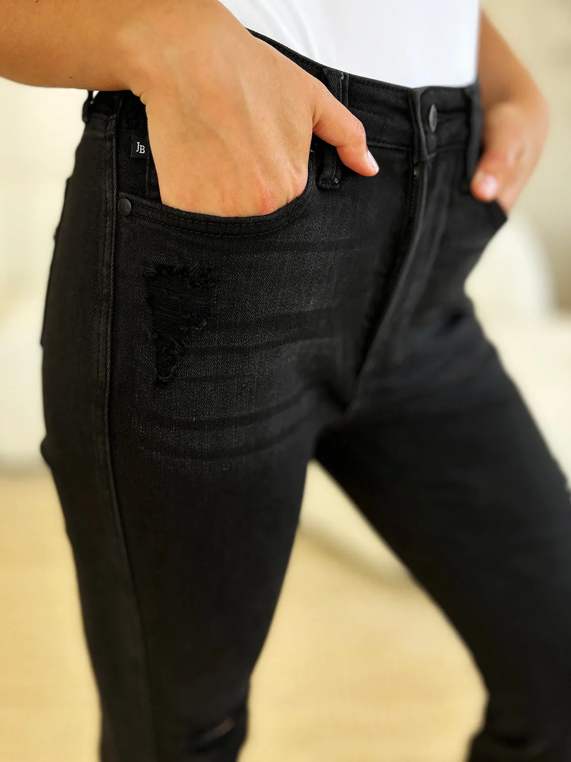 Judy Blue Black High Waist Distressed Flare Jeans