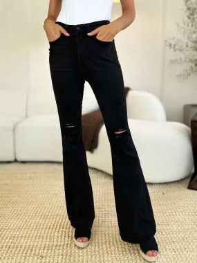 Judy Blue Black High Waist Distressed Flare Jeans