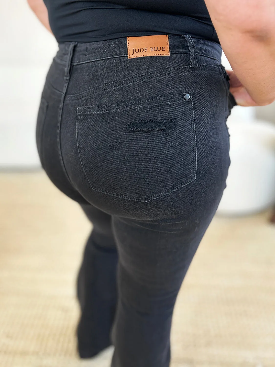 Judy Blue Black High Waist Distressed Flare Jeans