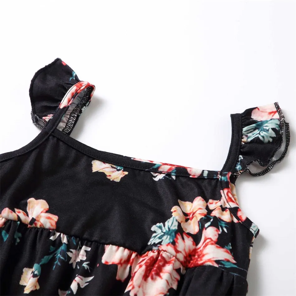 Lace Black Floral Matching Family Dress Maxi Dress for Mommy and Me Matching Outfits