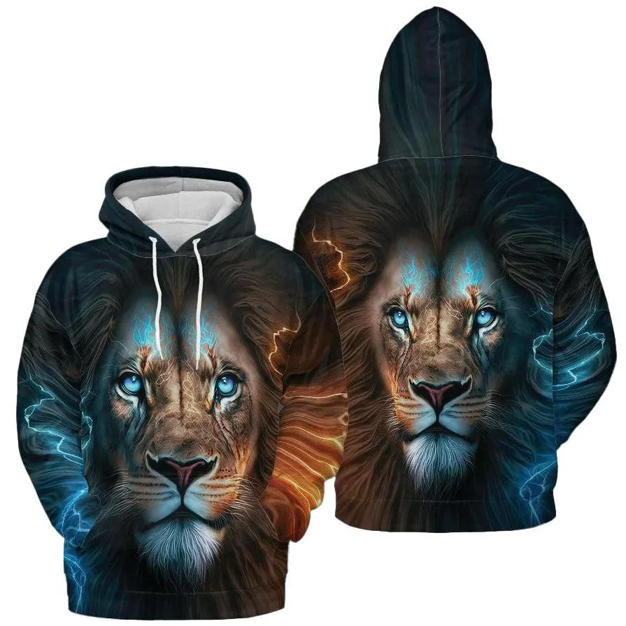 Lion Lightning Storm All Over Print Graphic Hoodie