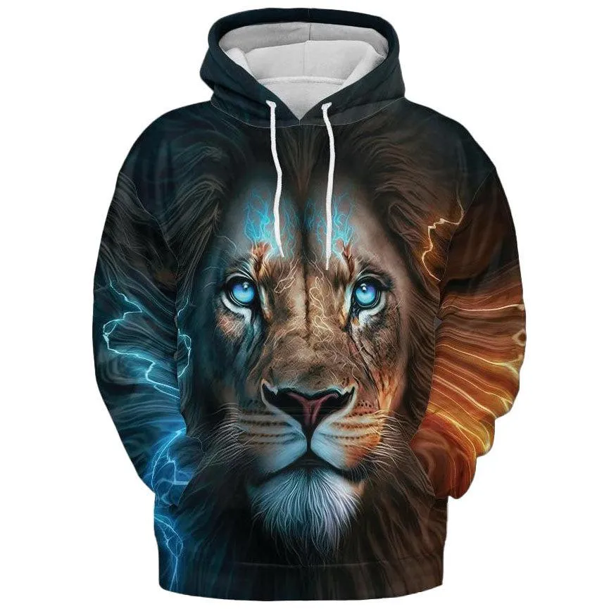 Lion Lightning Storm All Over Print Graphic Hoodie
