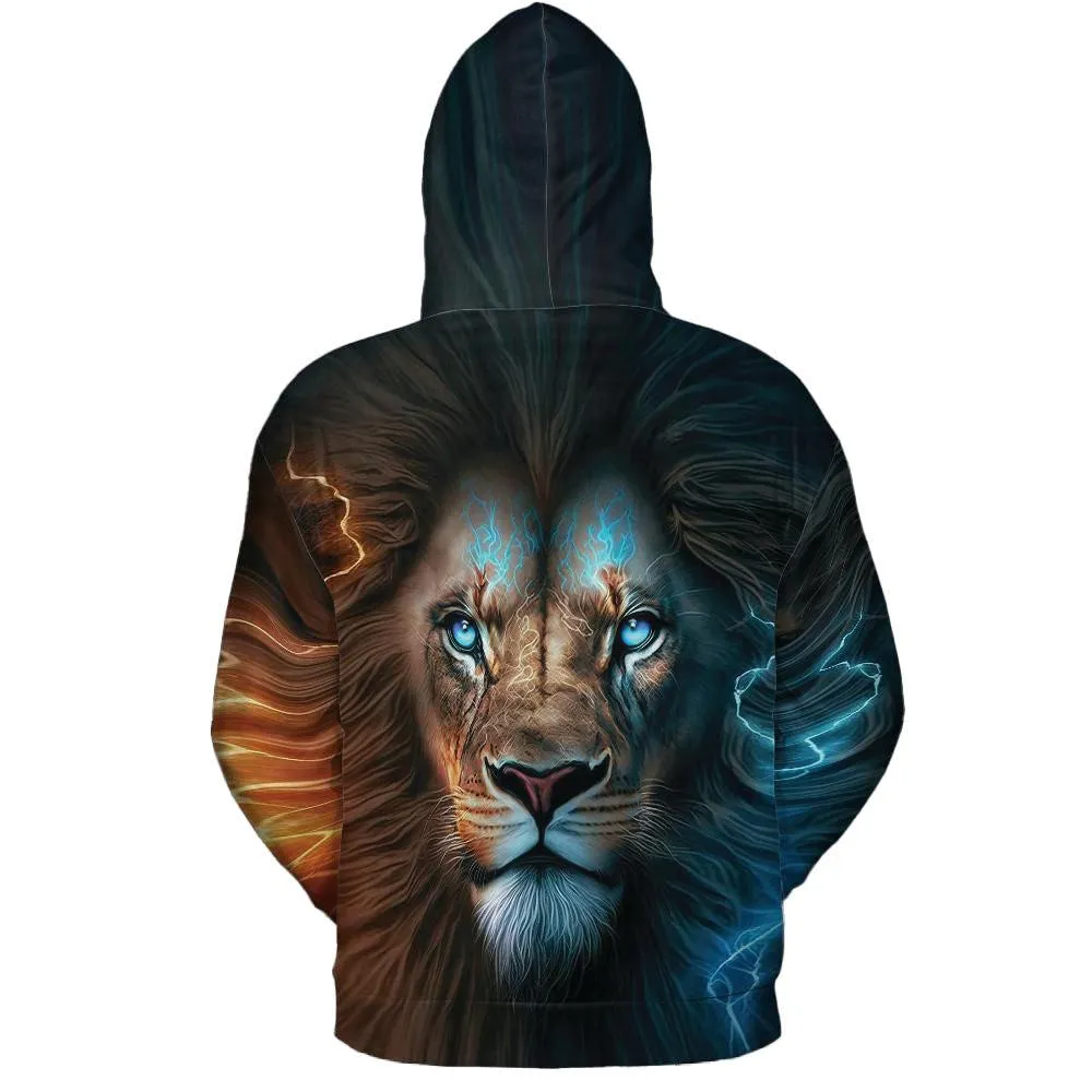 Lion Lightning Storm All Over Print Graphic Hoodie