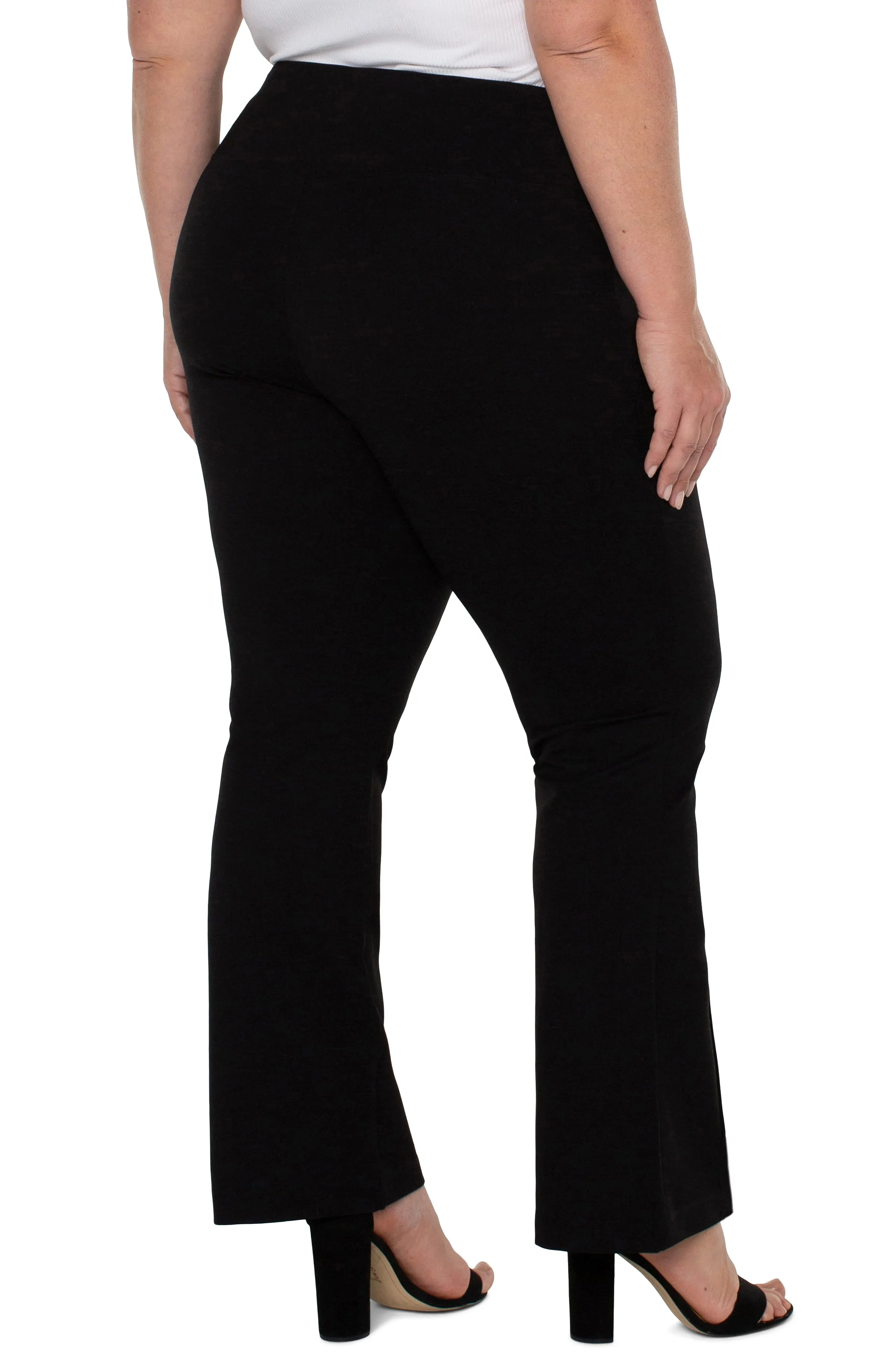 Liverpool pearl full length flare w pintucks plus size (black)