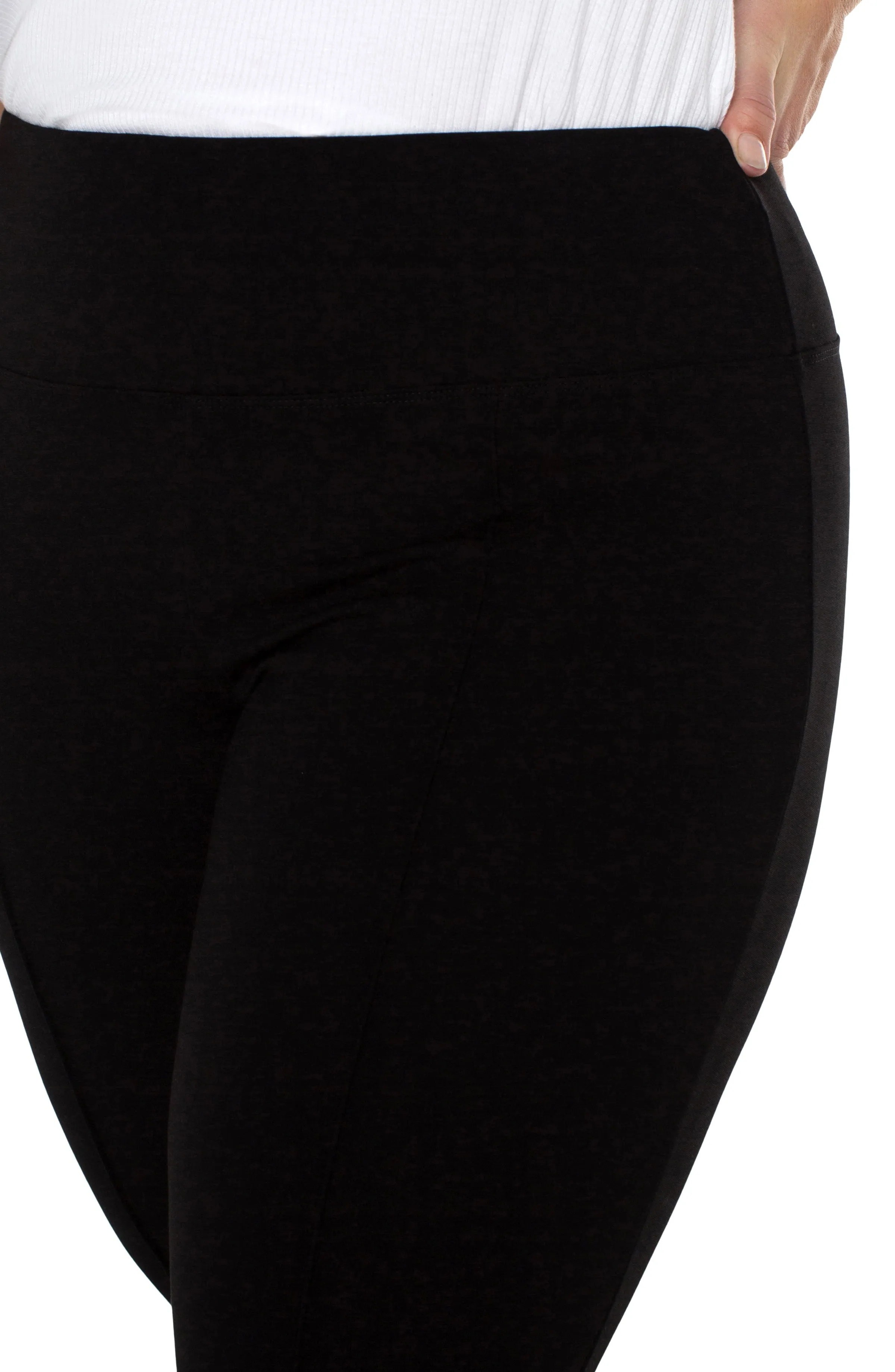 Liverpool pearl full length flare w pintucks plus size (black)