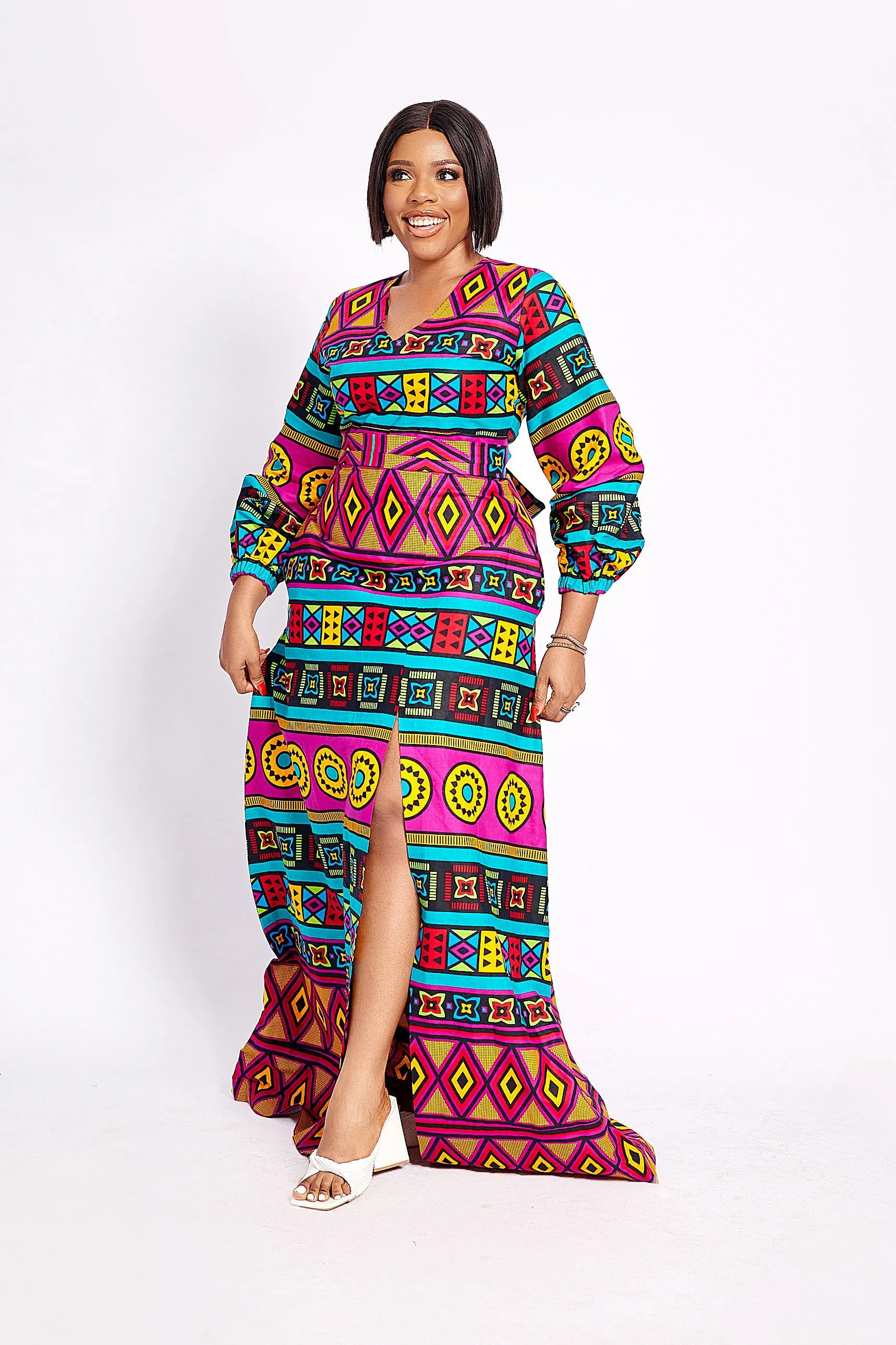 RUFARO AFRICAN PRINT MAXI DRESS