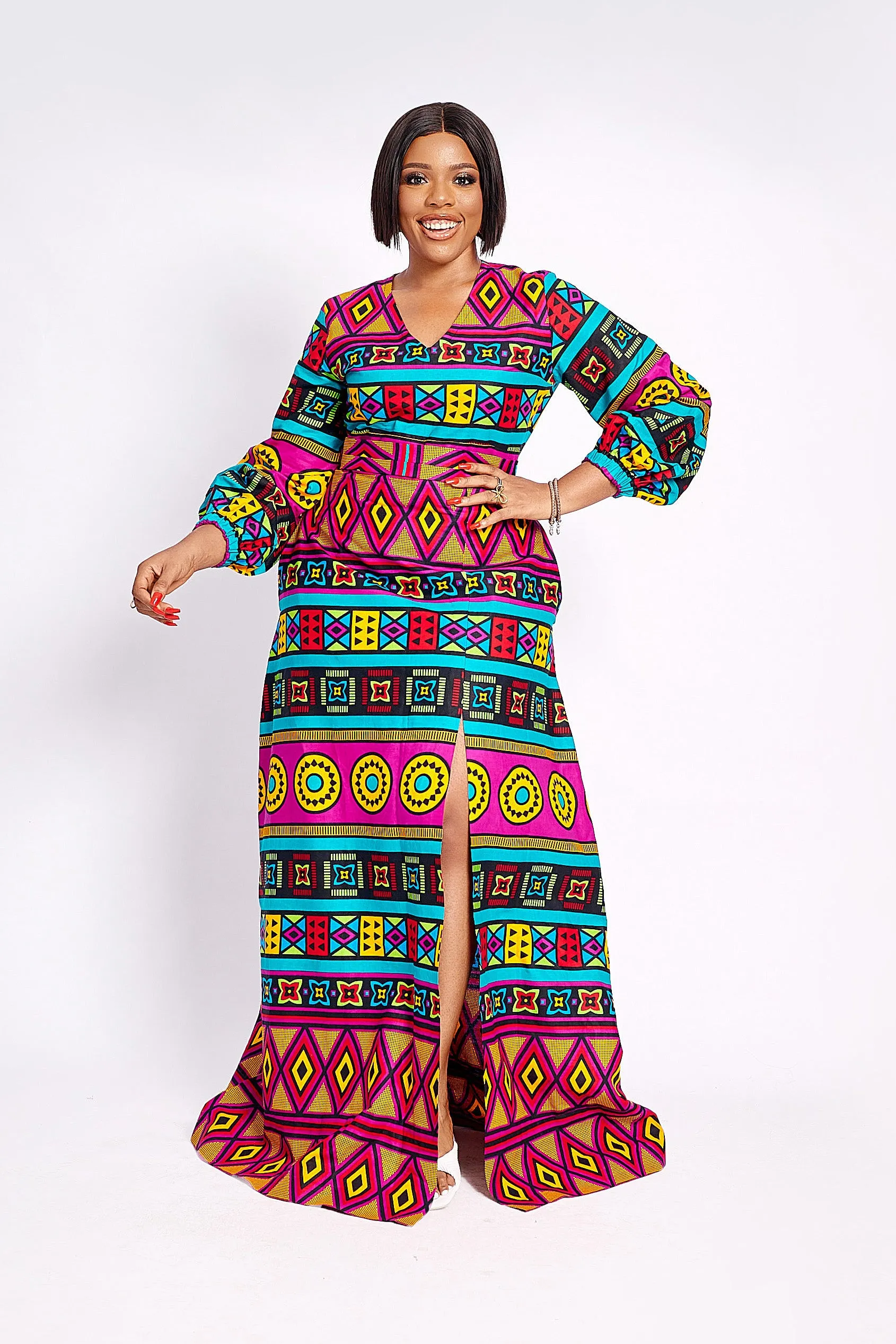 RUFARO AFRICAN PRINT MAXI DRESS