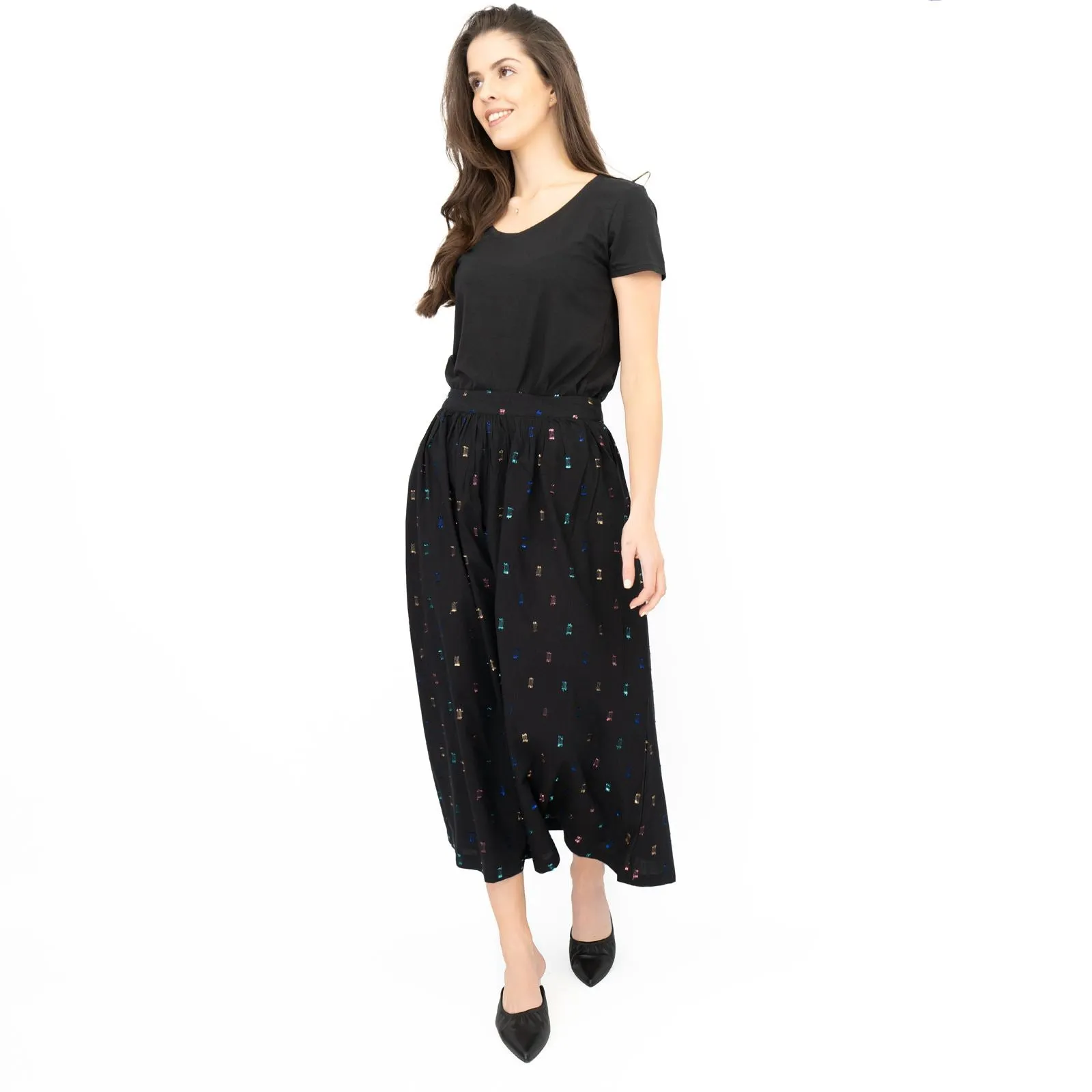 Seasalt Tawny Owl Midi Skirt Golden Heyday Black