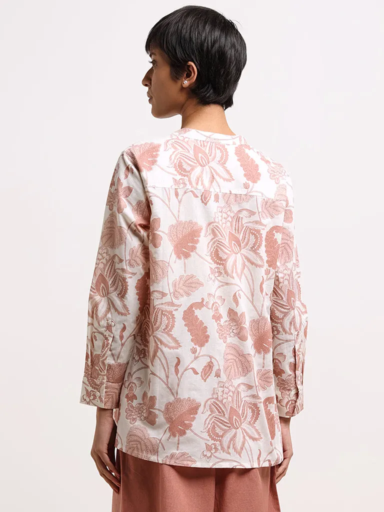 Utsa Light Rust Cotton Button-Down Tunic