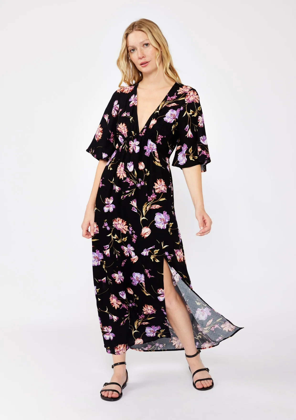 V-Neck Empire Maxi Dress with Slit