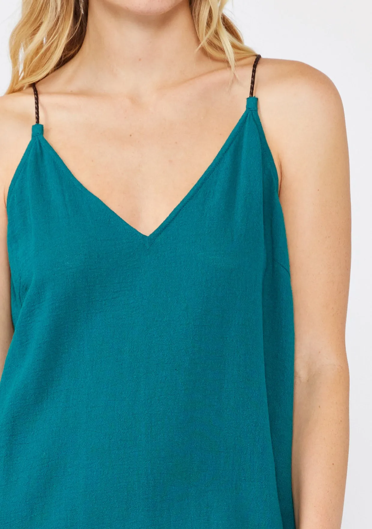 V-Neck Maxi Dress with Adjustable Braided Straps