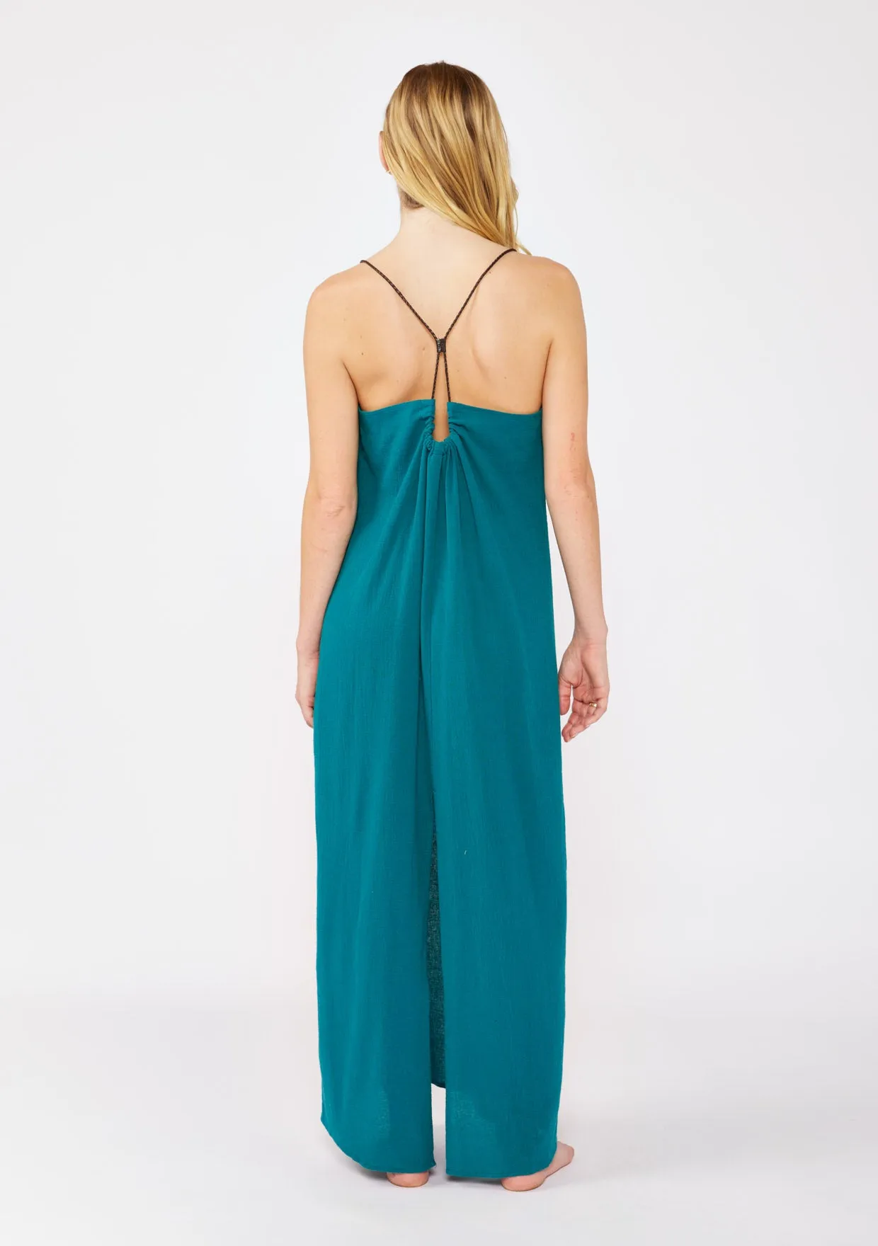 V-Neck Maxi Dress with Adjustable Braided Straps