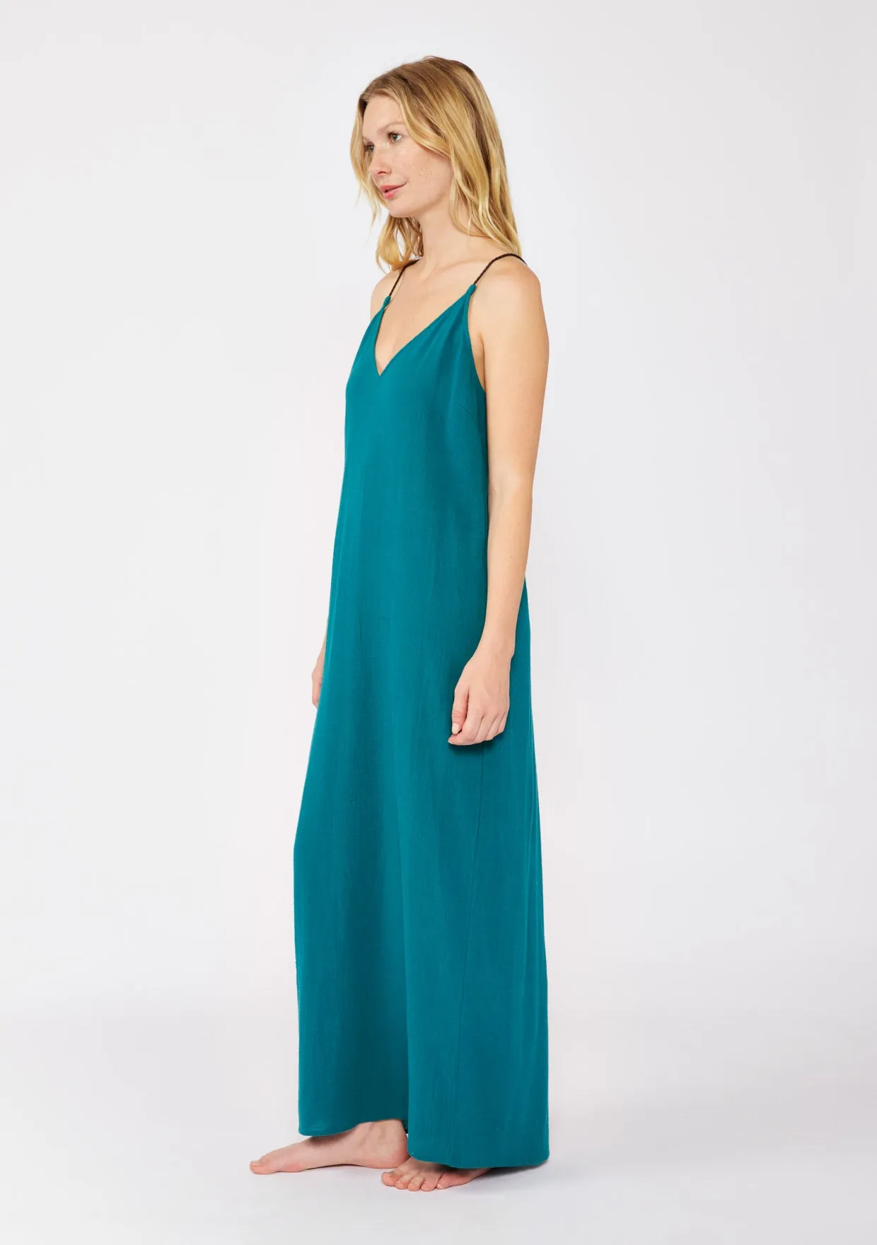 V-Neck Maxi Dress with Adjustable Braided Straps