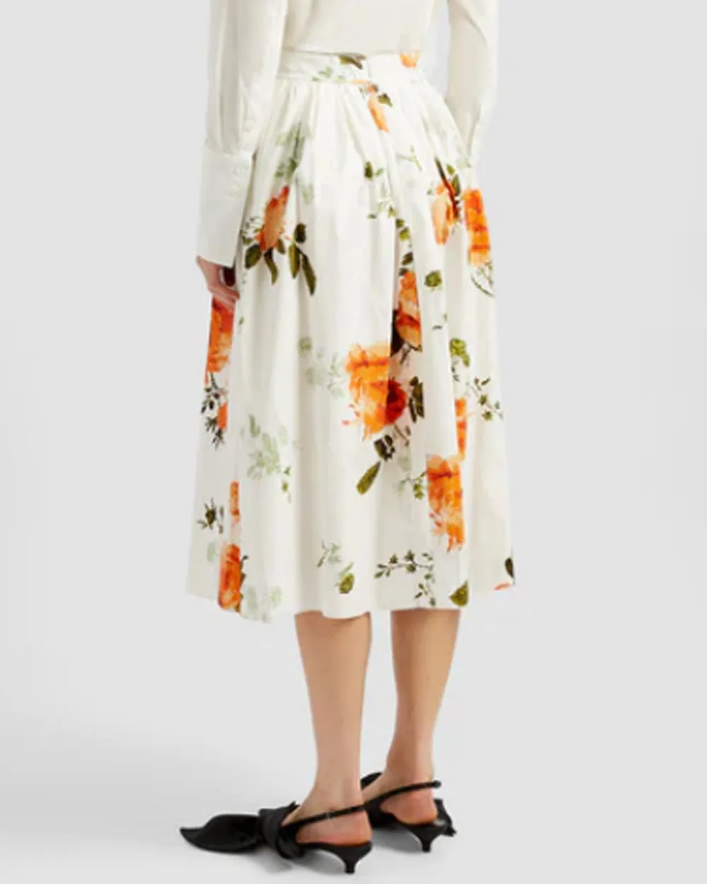 White Volume Midi Skirt