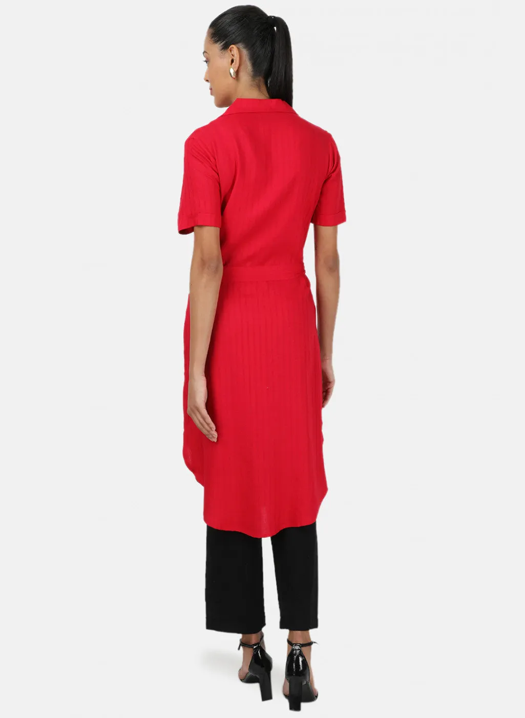 Womens Dark Pink Self Tunic