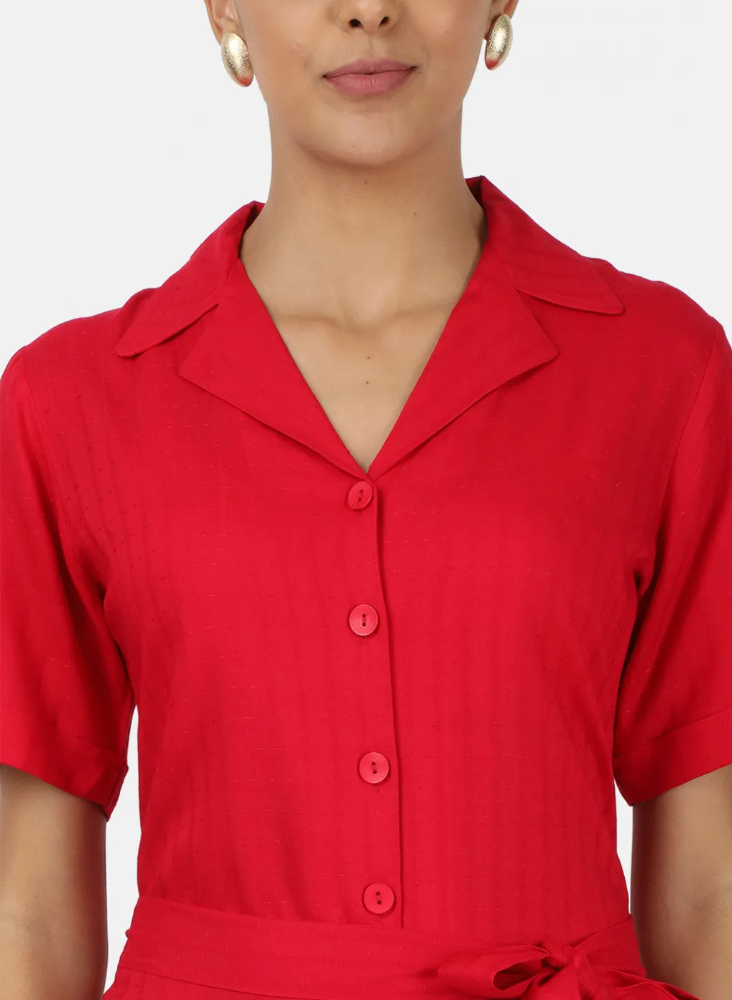 Womens Dark Pink Self Tunic