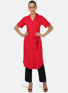 Womens Dark Pink Self Tunic