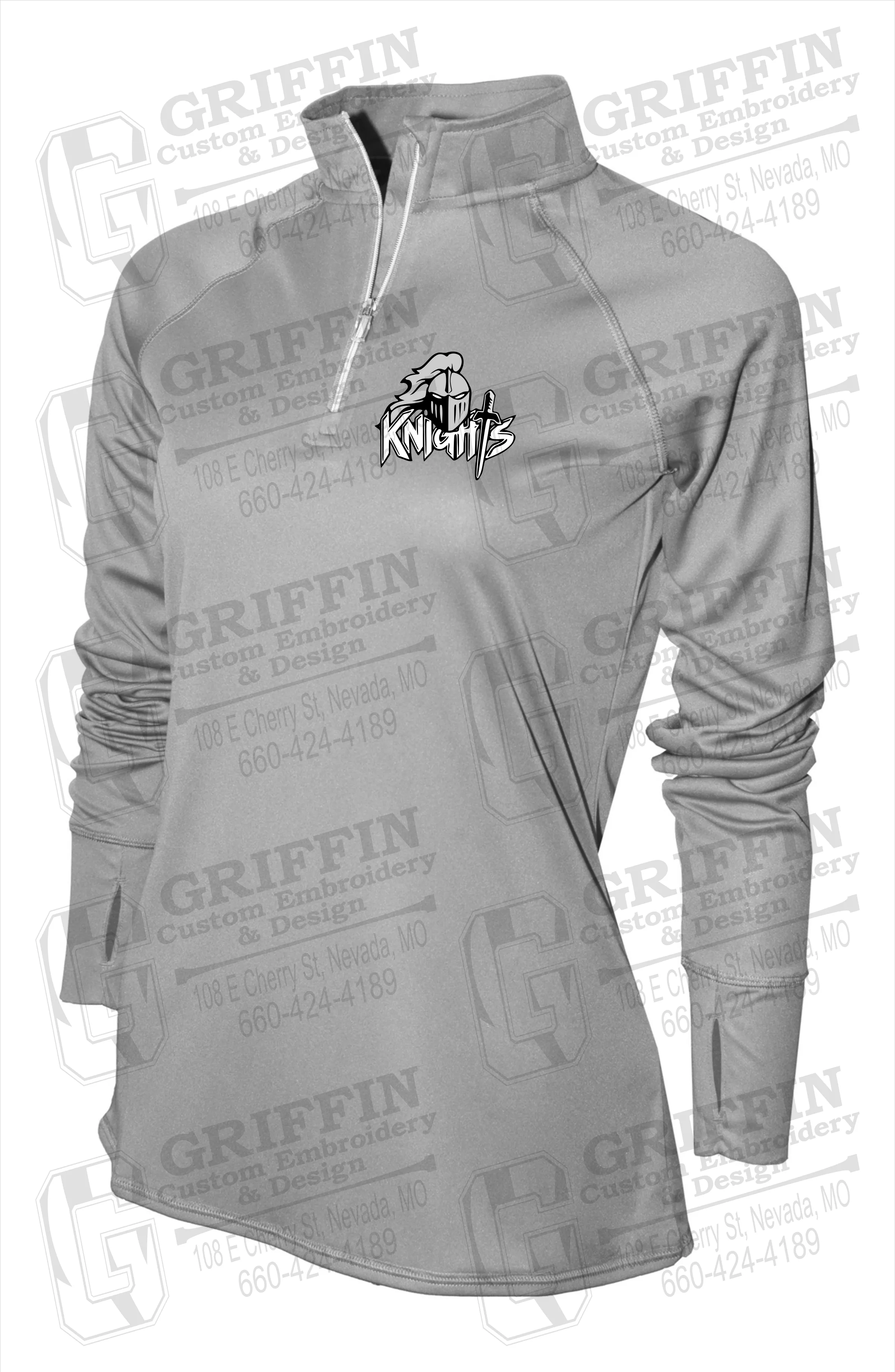 Women's Dry-Fit 1/4 Zip - NEVC Knights Full Logo