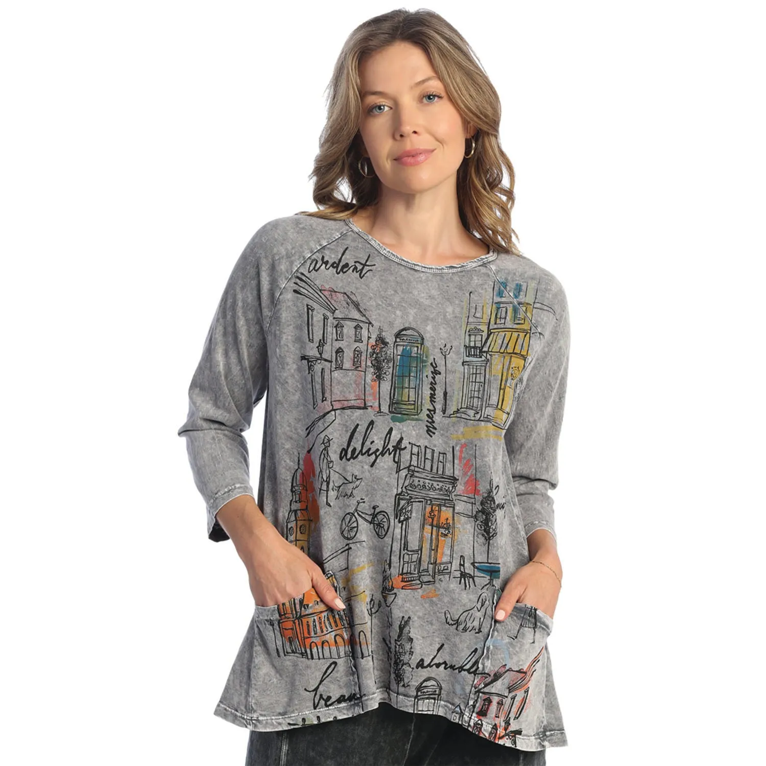 Women's Jess & Jane Patch Pocket Tunic Cityscape Grey