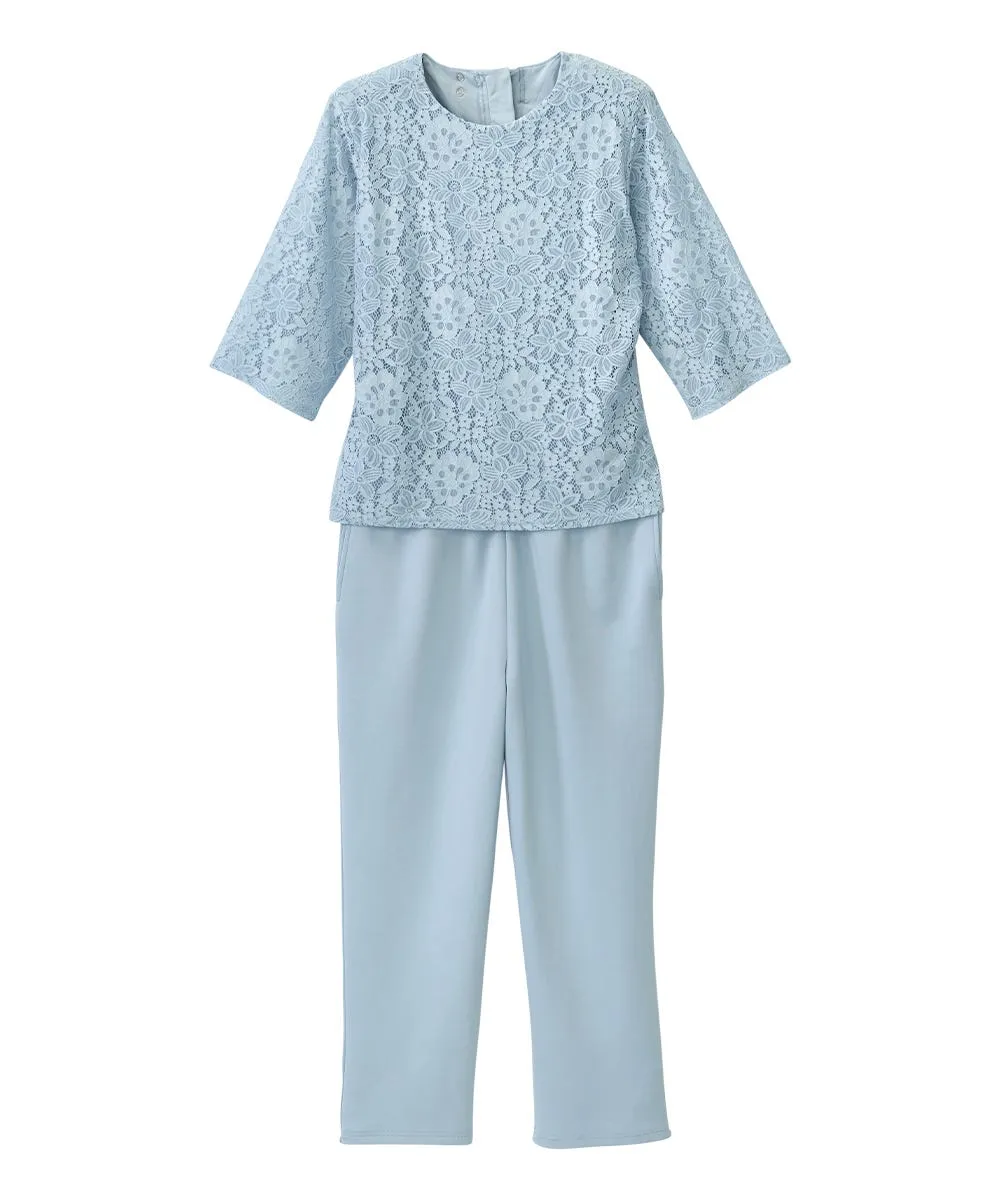 Women's Stay Dressed Jumpsuit with Lace Top - Clearance